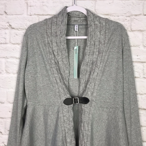 Dressfo Gray CableKnit Sharkbite Open Cardigan M - Picture 2 of 6